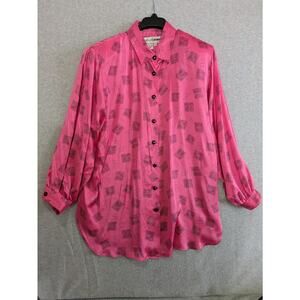 Chaus Women Blouses Women's‎ 42 Pink Vintage Barbie Inspired Long Sleeve Top